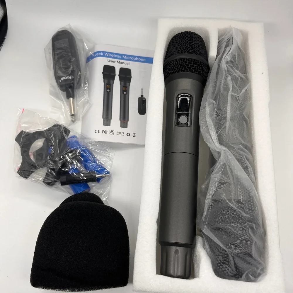 Aveek 2pk Wireless Microphone Plug and‎ Play Original Sound Quality